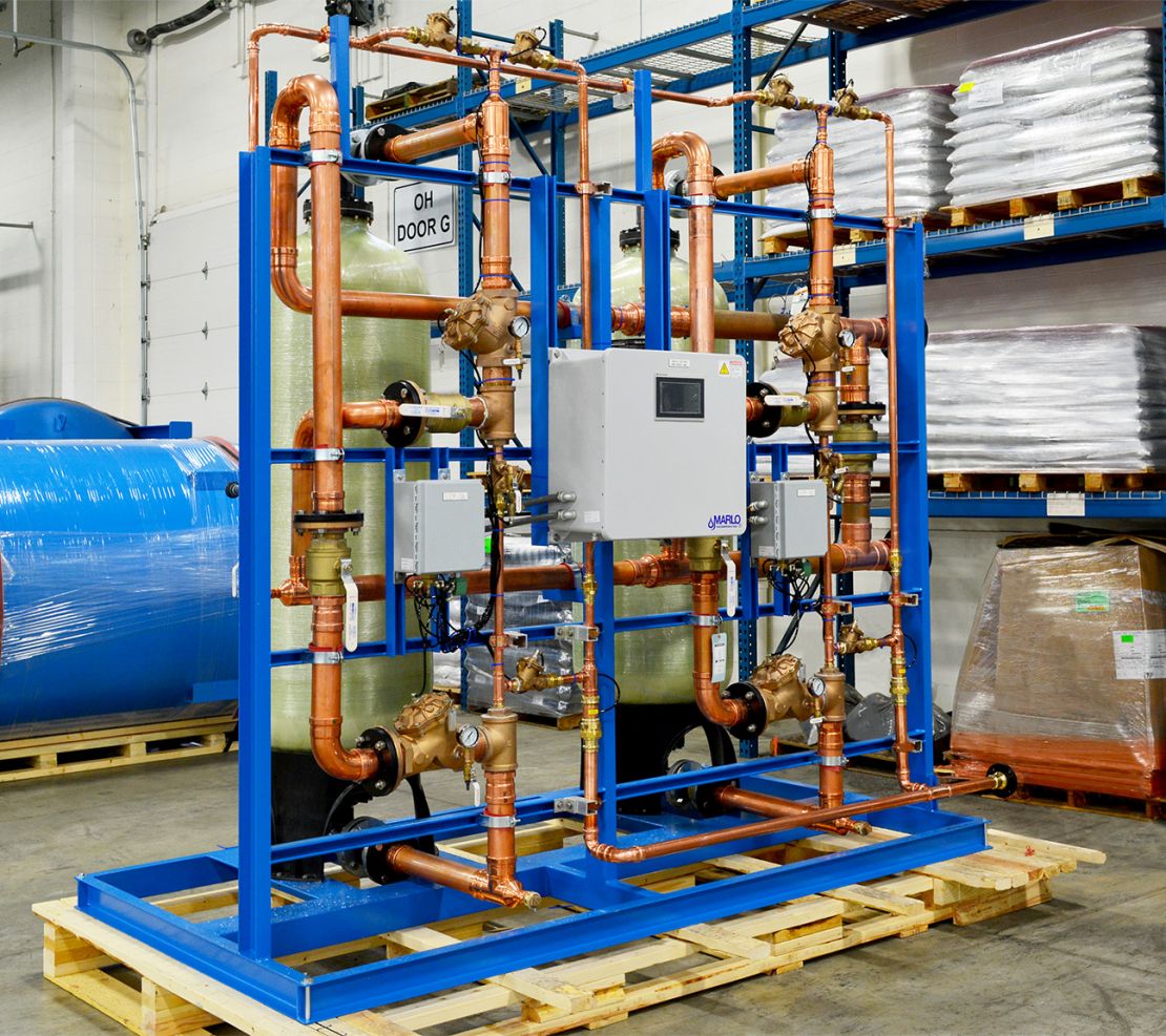 Marlo Duplex Water Softener Skid with ProPress Copper Piping