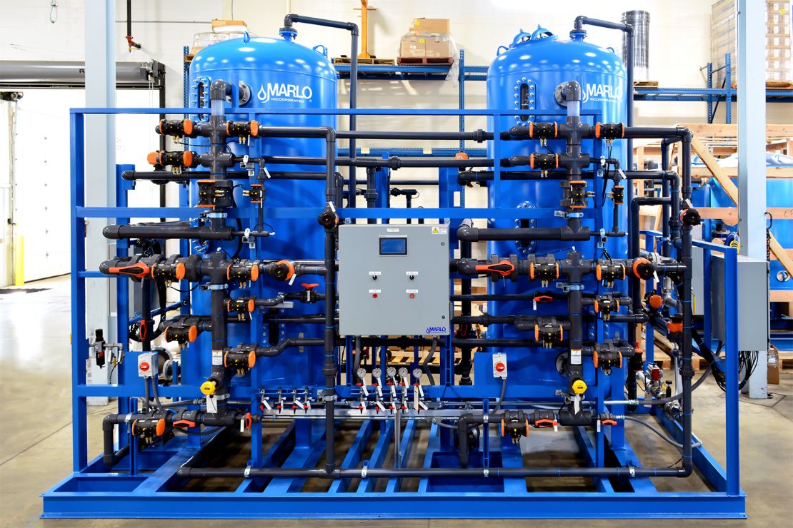 MARLO Industrial-Grade, Regenerable Mixed-Bed Deionizer Skid